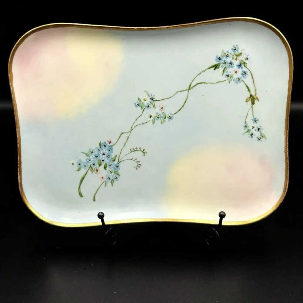 Antique French Limoges Hand Painted Vanity Tray Signed Authentic Limoges